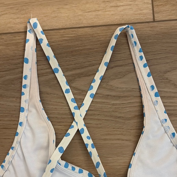 Lilly Pulitzer Malvie Blue and White Polka Dot Swimsuit Size 14 - Picture 6 of 6